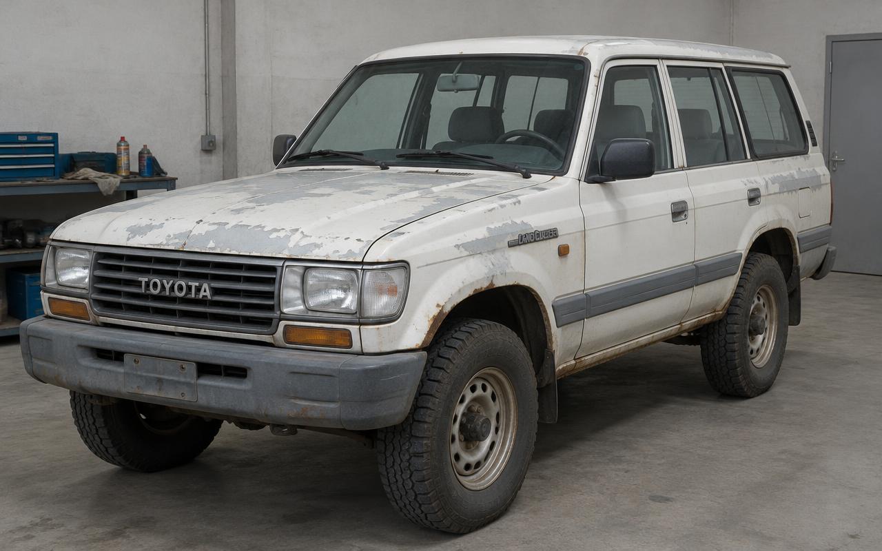 White Toyota Land Cruiser — before