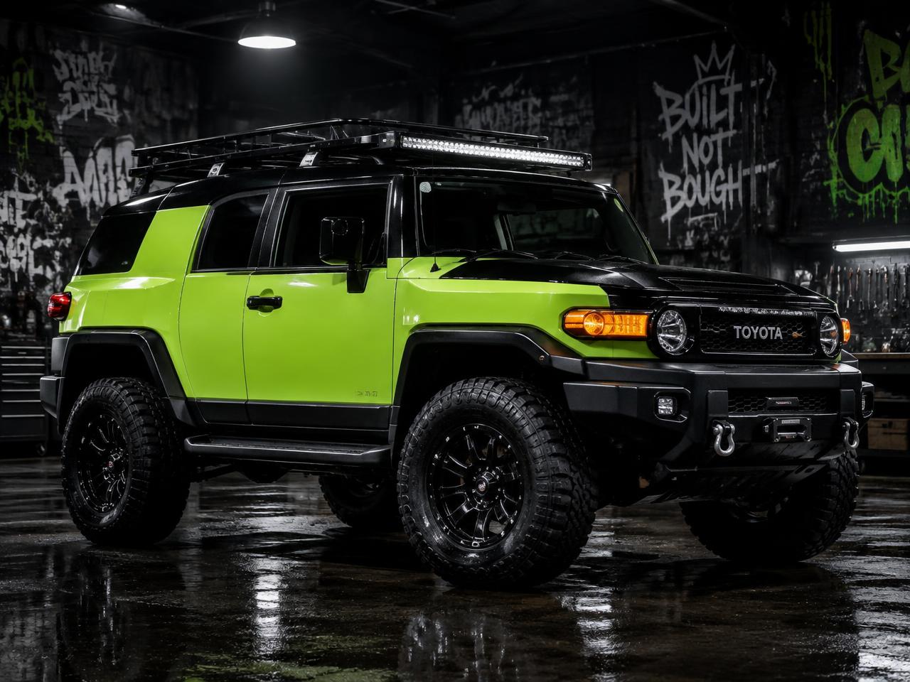 Lime green and black custom Toyota FJ Cruiser
